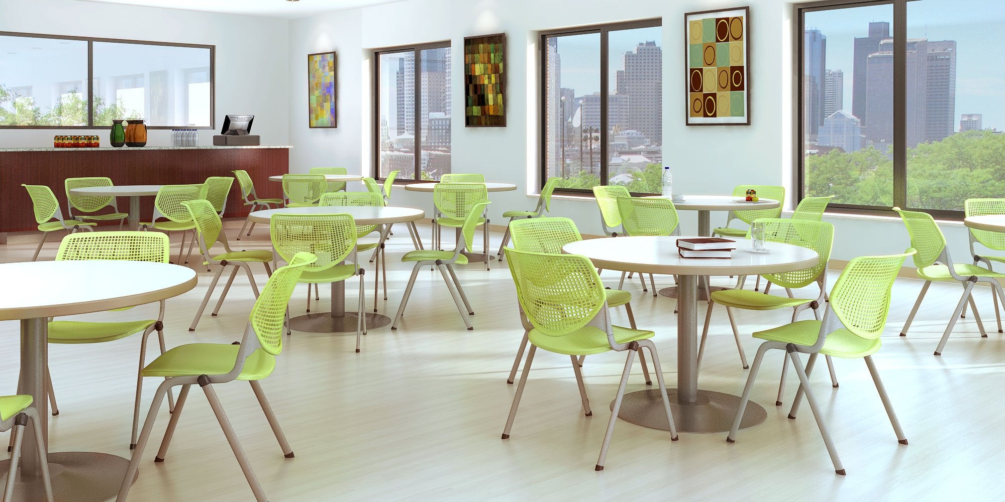 Kfi Seating Kool Series Polypropylene Stack Chair With Perforated Back, Lime Green Finish